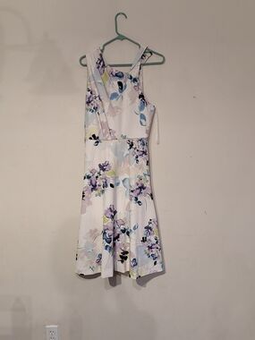 Floral White A-Line Dress with Pastel Blooms Donna Karen